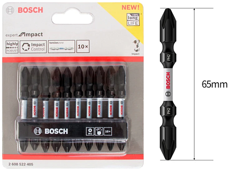 Набор бит PH2 x 65 мм Bosch 2608522405 10 шт.