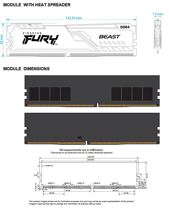 Оперативная память Kingston Fury Beast DDR4 3600 16G (KF432C16BB/16-SP)