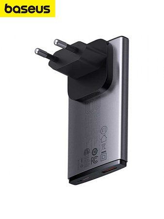 Сетевое зарядное устройство угловое 65W Baseus GaN5 Pro Fast Charger 1C+1U + Кабель Type-C 1m 