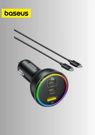 Автомобильная быстрая зарядка Baseus в прикуриватель, Multi-Port, C+C+U, 152,5 Вт.  в магазине RTR-Instrument.ru, фото 