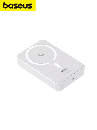Внешний аккумулятор Baseus MagPro с подставкой / Магнитный powerbank 5000 мАч, белый