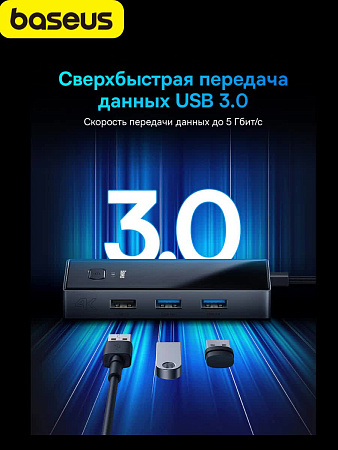 Хаб Baseus Focus Series 6-Port (RJ-45)