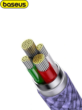 Кабель Baseus 3 в 1 One for Three (USB-A to M+L+C 3,5A) Фиолетовый