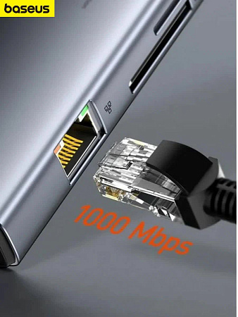 Хаб Baseus Metal Gleam 11 в 1 (4K@60 Hz Clarity) VGA, RJ45, HDMI)
