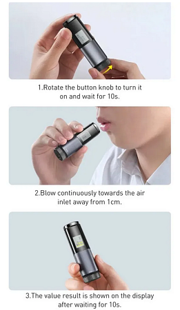 Алкотестер Baseus Digital Alcohol Tester Black / Цифровой с дисплеем 