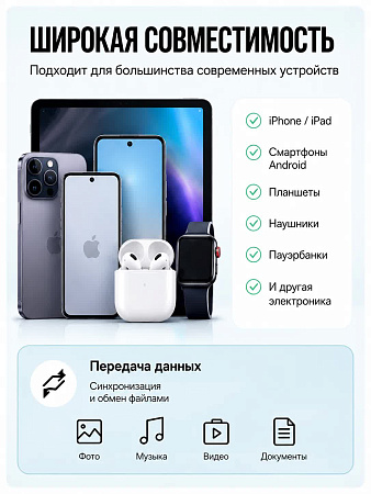 Кабель Baseus 3 в 1 USB-A to M+L+C (Бирюзовый)