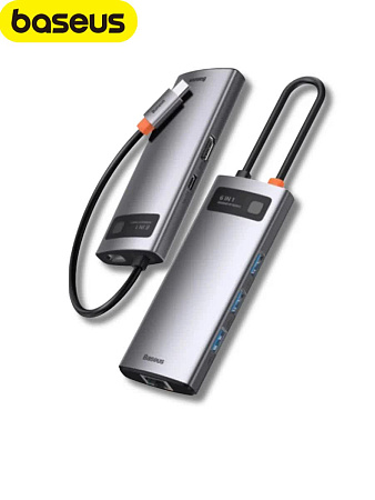 Хаб Baseus StarJoy 6 в 1 (HDMI, USB-Aх3, PD, VGA)
