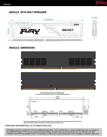 Оперативная память Kingston FURY Beast HyperX DDR4 3600 CL18 16GB (KF436C18BB/16)