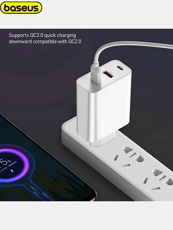  Сетевое зарядное устройство Baseus 60w (2 U + C) Speed PPS