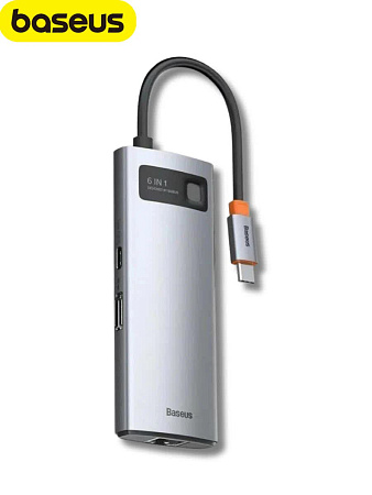 Хаб Baseus StarJoy 6 в 1 (HDMI, USB-Aх3, PD, VGA)
