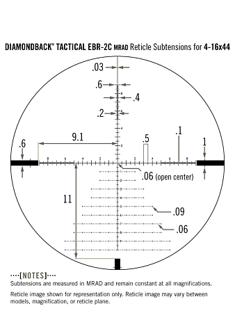 Оптический прицел Vortex DiamondBack tactical 4-16x44 EBR-2c MRAD