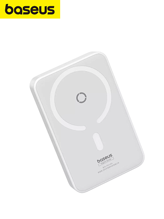 Внешний аккумулятор Baseus MagPro с подставкой / Магнитный powerbank 5000 мАч, белый