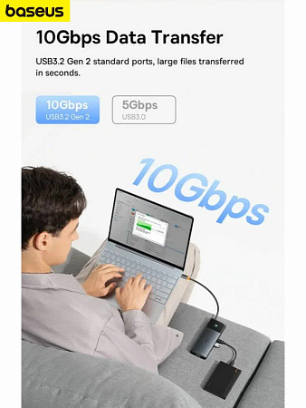 Хаб Baseus Metal Gleam 11 в 1 (4K@60 Hz Clarity) VGA, RJ45, HDMI)