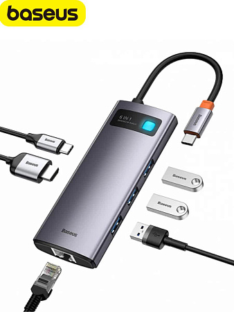 Хаб Baseus StarJoy 6 в 1 (HDMI, USB-Aх3, PD, VGA)