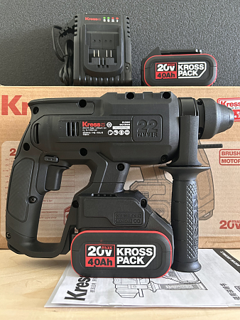 Перфоратор KRESS KU390 20V 2 Дж бесщеточный аккумуляторный (2акб по 4А +зарядка) в магазине RTR-Instrument.ru, фото 
