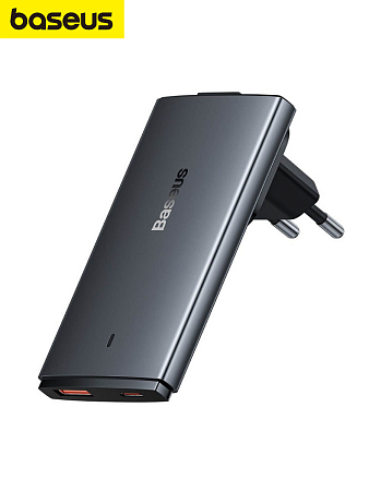 Сетевое зарядное устройство угловое 65W Baseus GaN5 Pro Fast Charger 1C+1U + Кабель Type-C 1m 
