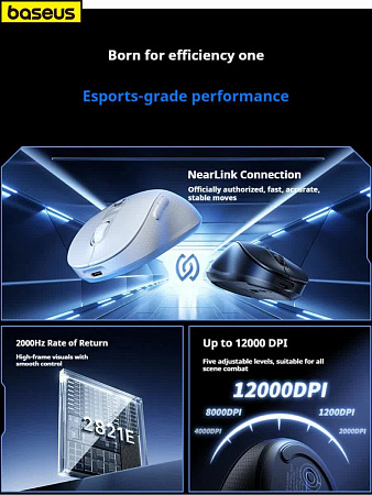 Беспроводная мышь Baseus 2k b02034 NearLink белая
